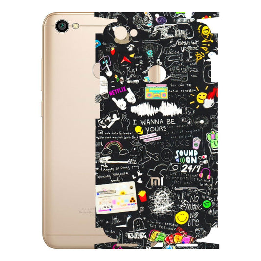 Xiaomi Redmi Phone Skins (All Models) - Black Creatives Doodles - 3D Embossed Finish (L-311) Redmi Y1
