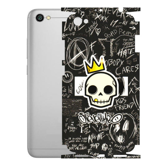 Xiaomi Redmi Phone Skins (All Models) - Funny Skull Black Chalk Grafitti - 3D Embossed Finish (L-22) Redmi Y1 Lite
