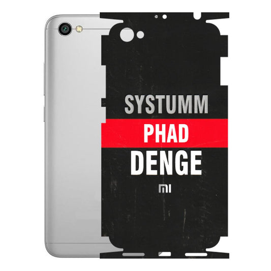 Xiaomi Redmi Phone Skins (All Models) - Systumm Phad Denge - 3D Embossed Finish (L-278) Redmi Y1 Lite