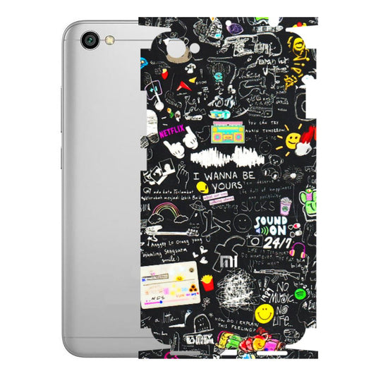 Xiaomi Redmi Phone Skins (All Models) - Black Creatives Doodles - 3D Embossed Finish (L-311) Redmi Y1 Lite