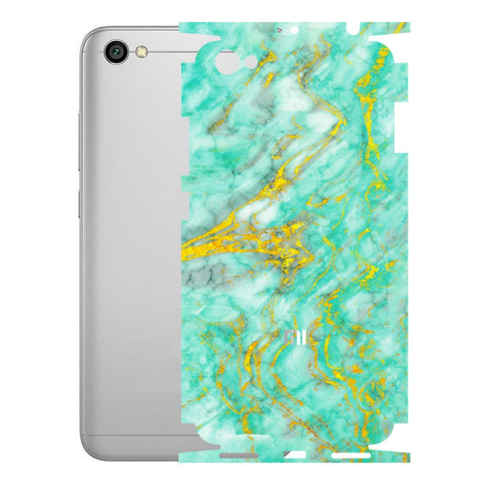 Xiaomi Redmi Phone Skins (All Models) - Green And Gold Marble Feel - Matte Finish (M-16) Redmi Y1 Lite