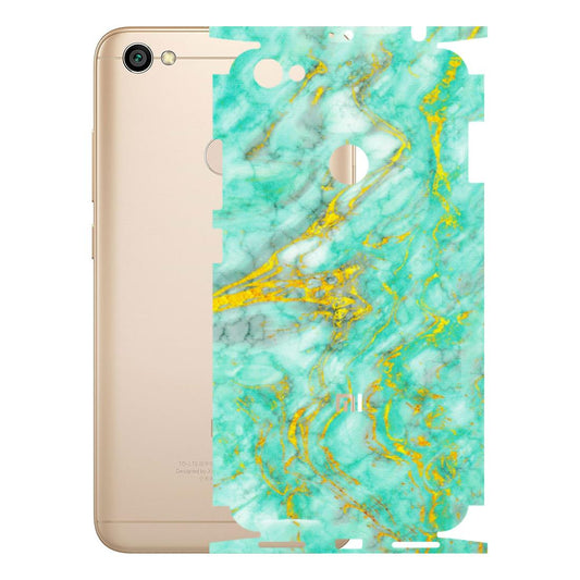 Xiaomi Redmi Phone Skins (All Models) - Green And Gold Marble Feel - Matte Finish (M-16) Redmi Y1