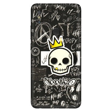 Xiaomi Redmi Phone Skins (All Models) - Funny Skull Black Chalk Grafitti - 3D Embossed Finish (L-22) Redmi Y2