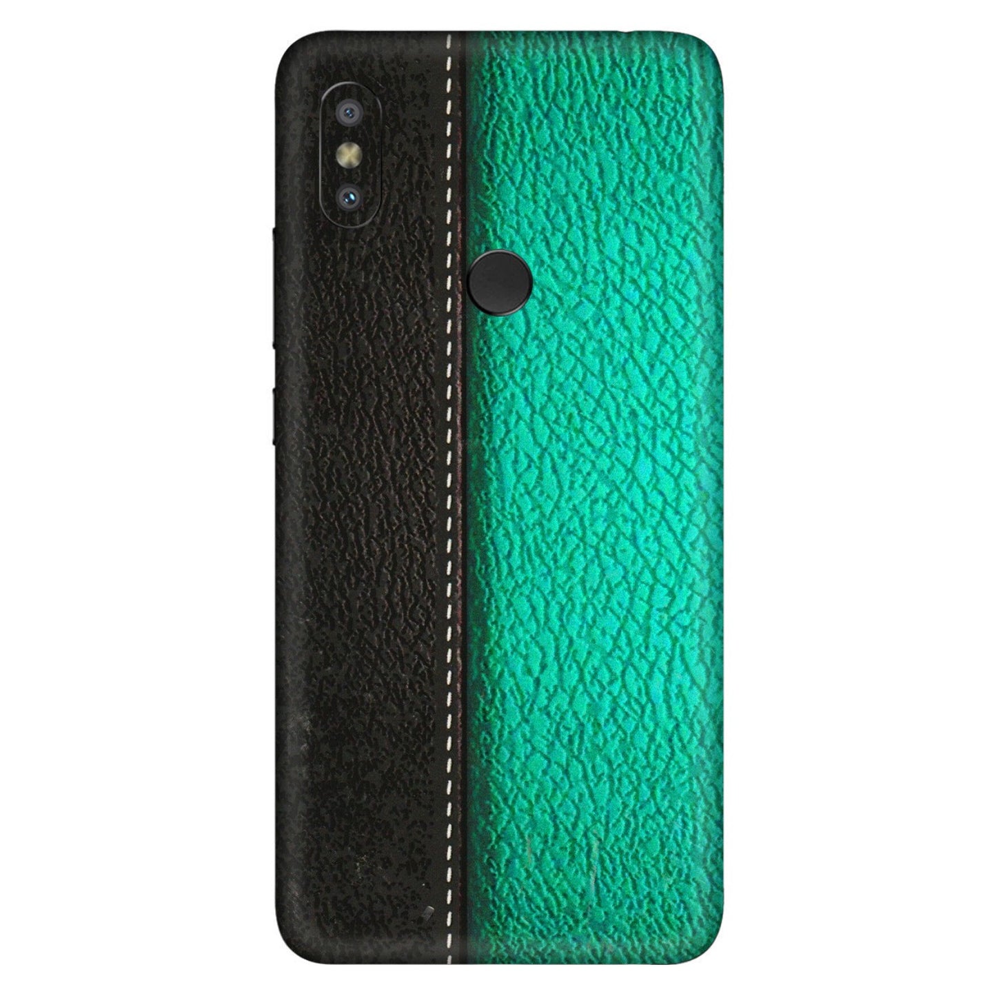 Xiaomi Redmi Phone Skins (All Models) - Black Green Dual  Leather Stich - 3D Embossed Finish (L-233) Redmi Y2