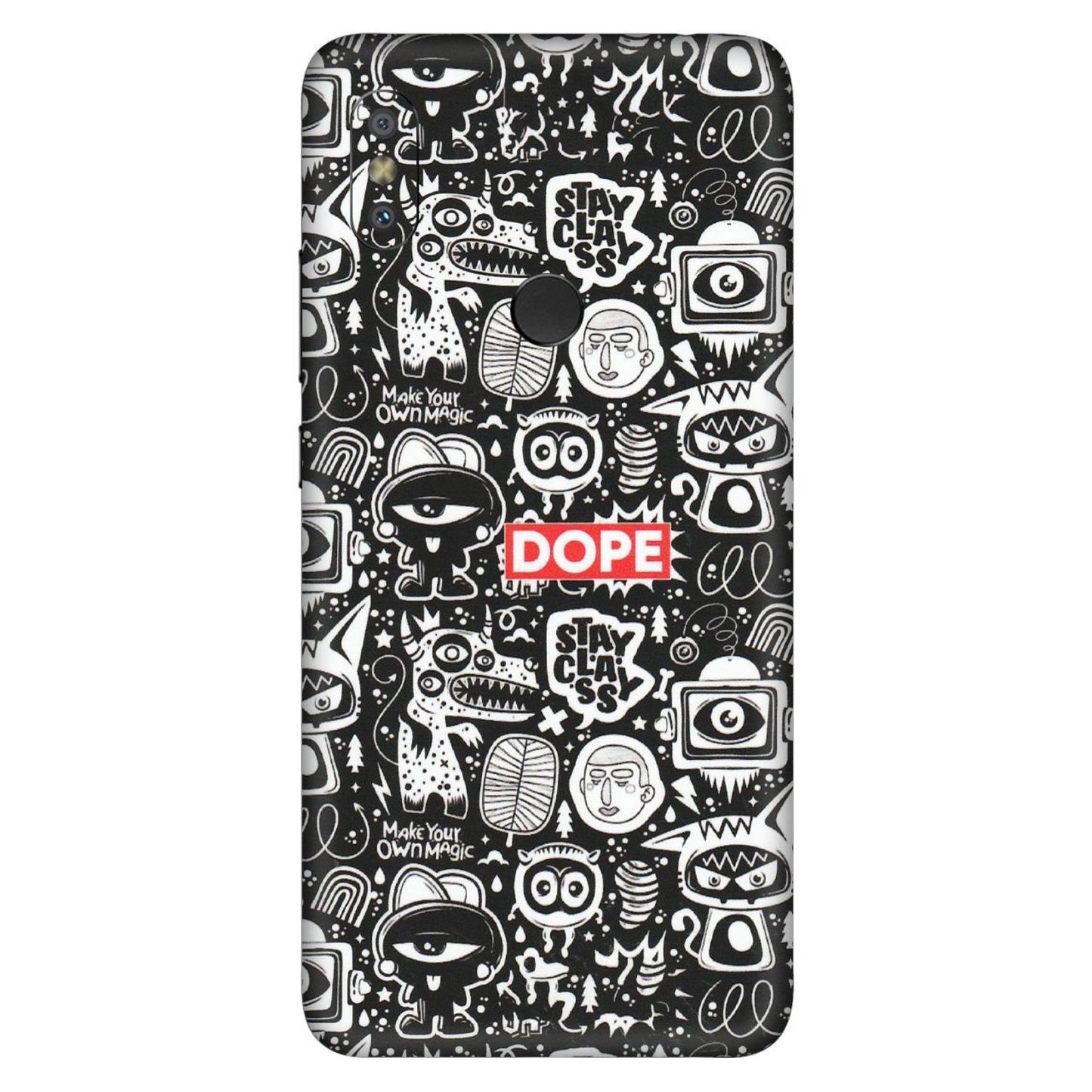 Xiaomi Redmi Phone Skins (All Models) - Dope Stay Classy Black Doodles - Matte Finish (M-126) Redmi Y2