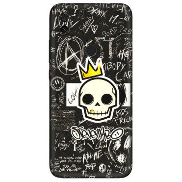 Xiaomi Redmi Phone Skins (All Models) - Funny Skull Black Chalk Grafitti - 3D Embossed Finish (L-22) Redmi Y3
