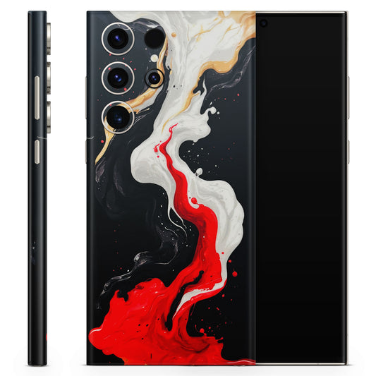 Black Red White Paint Splash Fusion Matte Finish Phone Skin