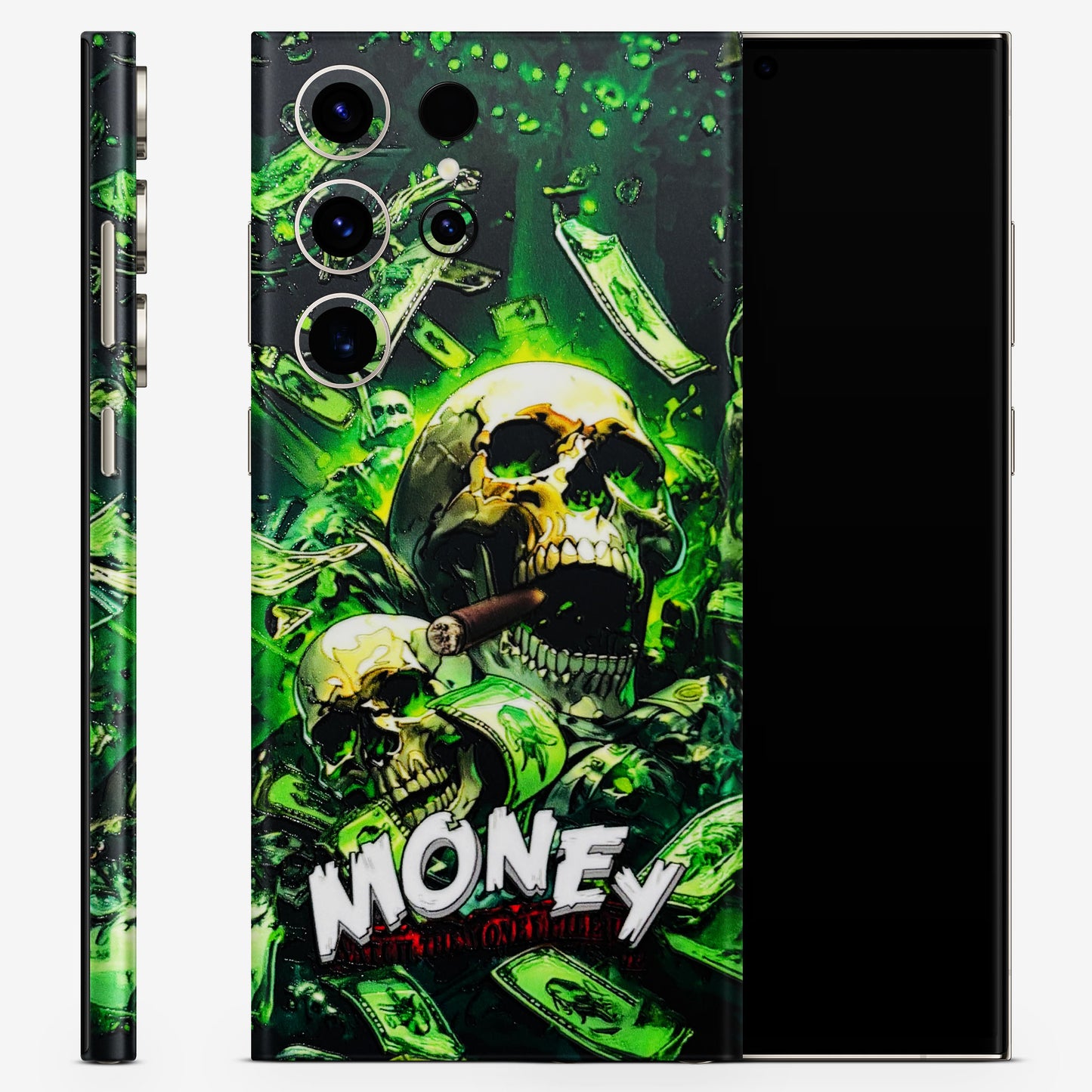 Skull Money 3D Embossed Phone Skin