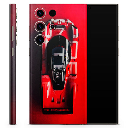 Red Porsche Car Logo 3D Embossed Phone Skin