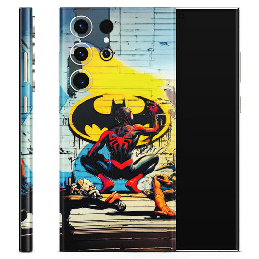 New Spiderman Bat Logo 3D Embossed Phone Skin