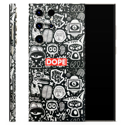 Dope Stay Classy Black Doodles Matte Finish Phone Skin