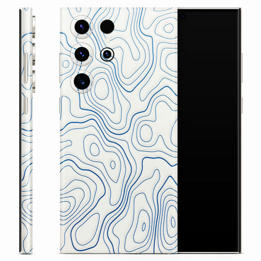 Blue And White Swirls Matte Finish Phone Skin