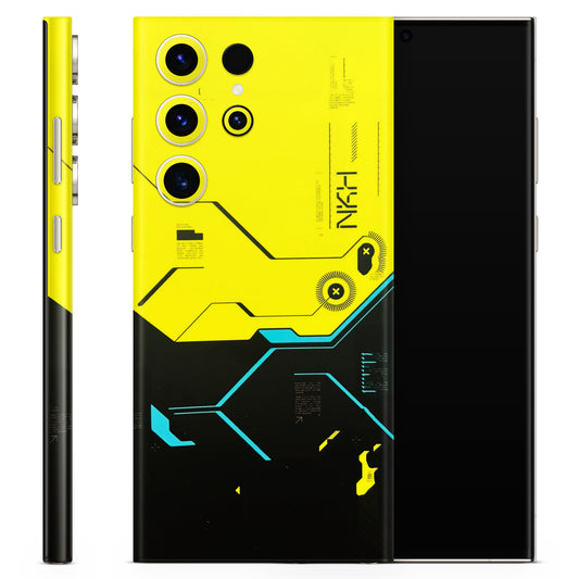 Black Yellow Technica Matte Finish Phone Skin