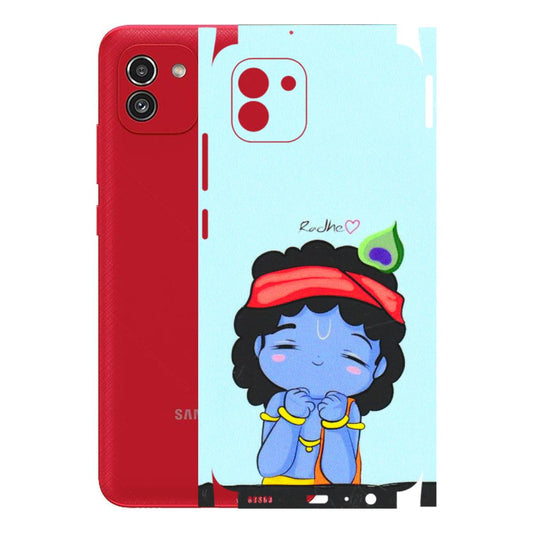 Samsung A/S Series Phone Skins (All Models) - Radhe Radhe Cute Toon - 3D Embossed Finish (L-05) Samsung Galaxy A03