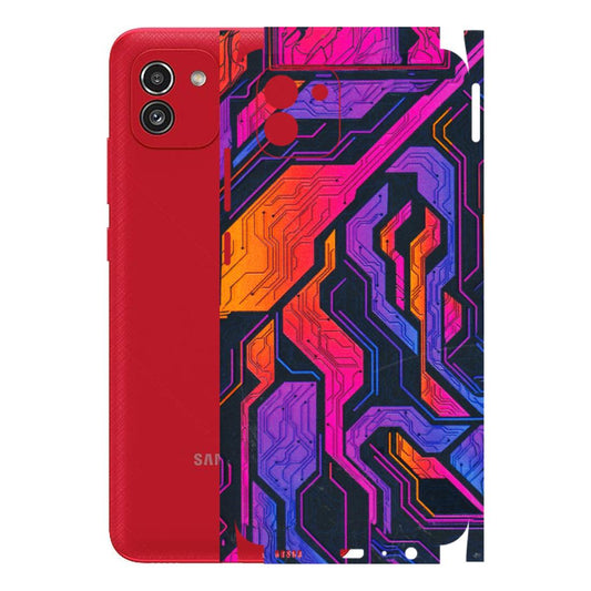 Samsung A/S Series Phone Skins (All Models) - Tech Circuits Futuristic - 3D Embossed Finish (L-07) Samsung Galaxy A03