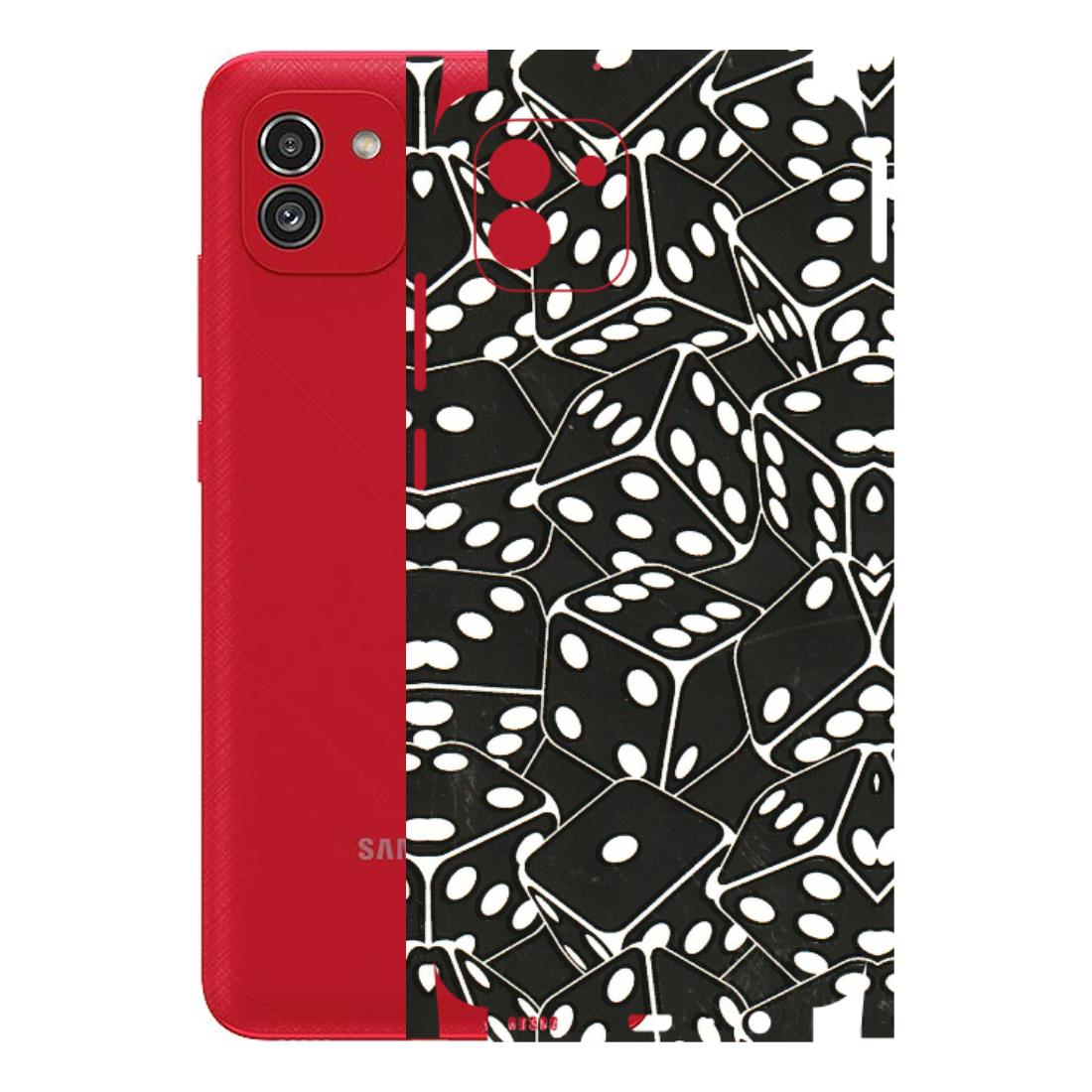 Samsung A/S Series Phone Skins (All Models) - Big Black Dices - 3D Embossed Finish (L-106) Samsung Galaxy A03
