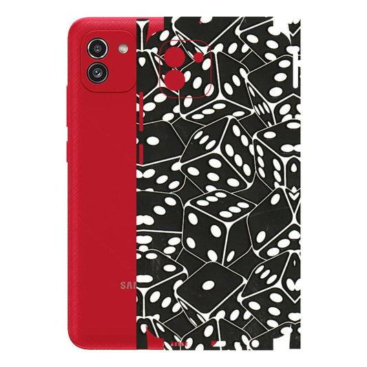 Samsung A/S Series Phone Skins (All Models) - Big Black Dices - 3D Embossed Finish (L-106) Samsung Galaxy A03