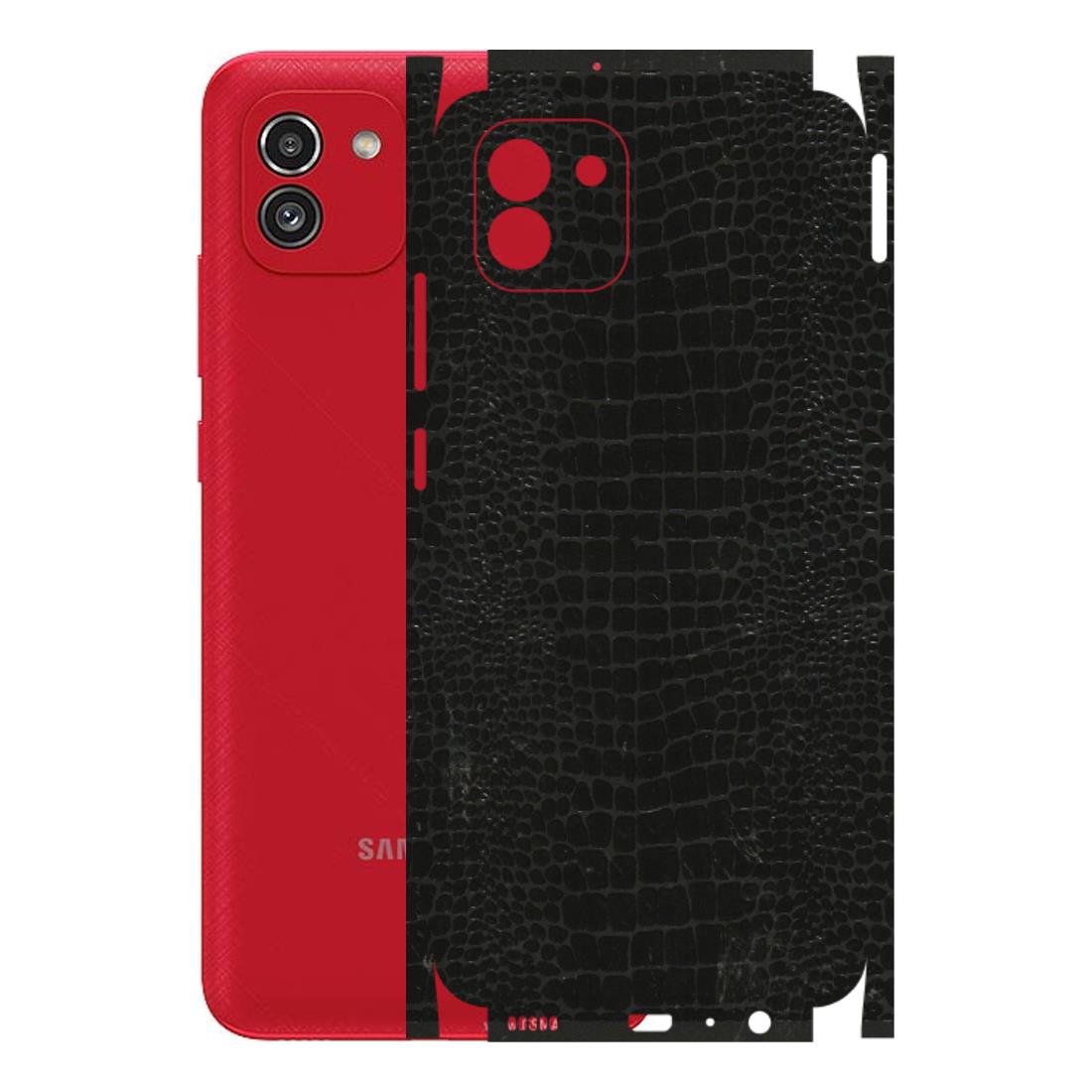 Samsung A/S Series Phone Skins (All Models) - Snake Leather Black - 3D Embossed Finish (L-107) Samsung Galaxy A03