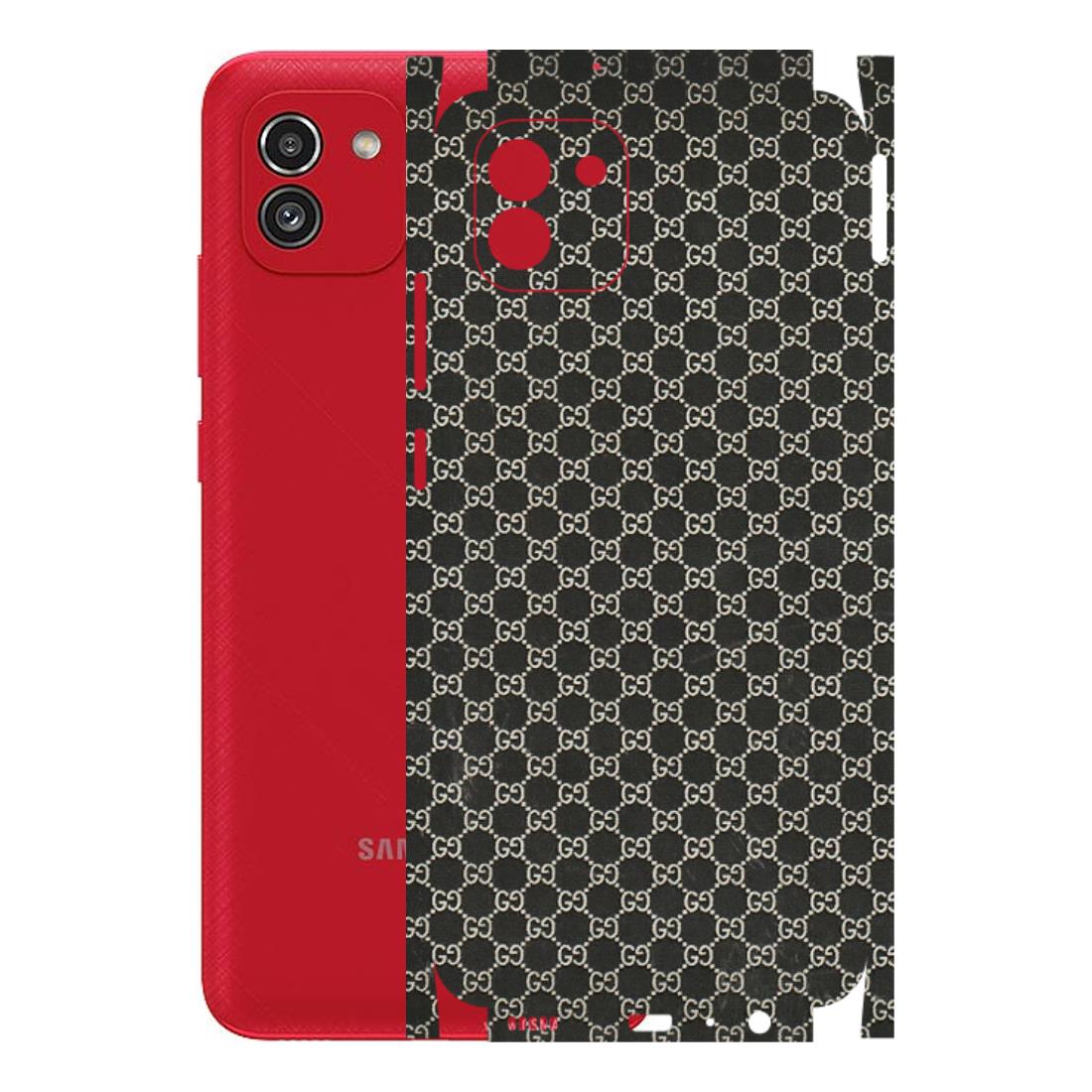 Samsung A/S Series Phone Skins (All Models) - Black G Print - 3D Embossed Finish (L-109) Samsung Galaxy A03