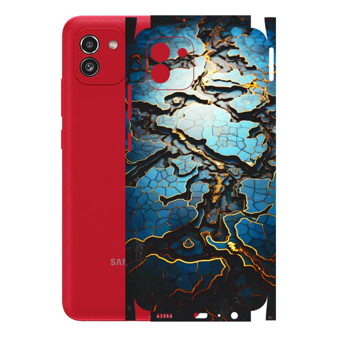 Samsung A/S Series Phone Skins (All Models) - Blue Gold Abstract - 3D Embossed Finish (L-11) Samsung Galaxy A03