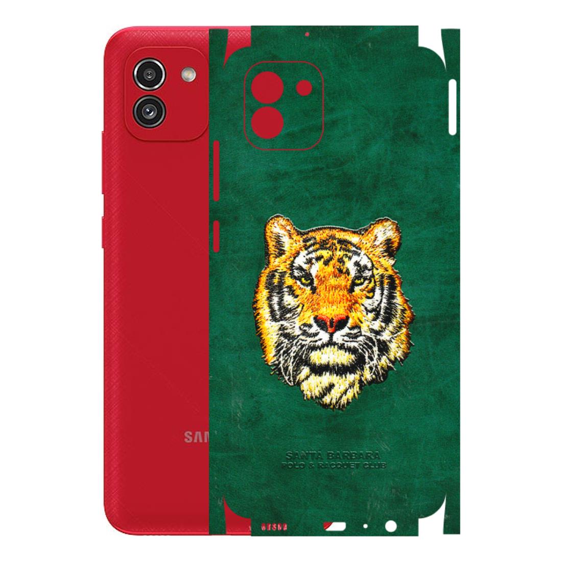 Samsung A/S Series Phone Skins (All Models) - Leather Feel Tiger - 3D Embossed Finish (L-111) Samsung Galaxy A03