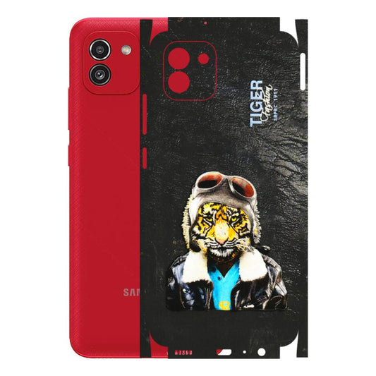 Samsung A/S Series Phone Skins (All Models) - Rider Tiger - 3D Embossed Finish (L-113) Samsung Galaxy A03
