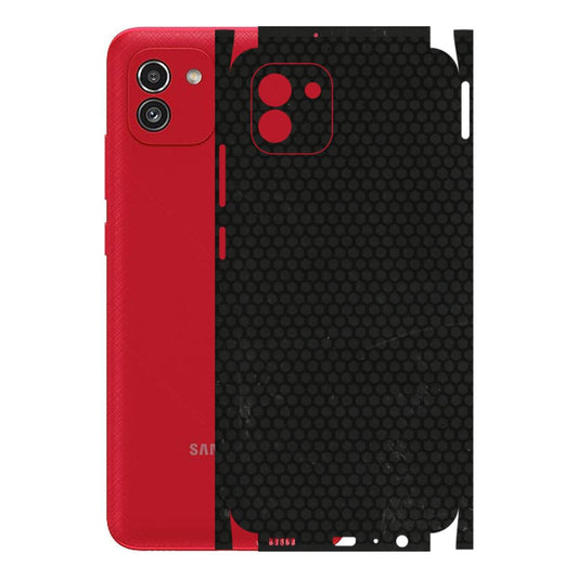 Samsung A/S Series Phone Skins (All Models) - Black honeycomb - 3D Embossed Finish (L-114) Samsung Galaxy A03