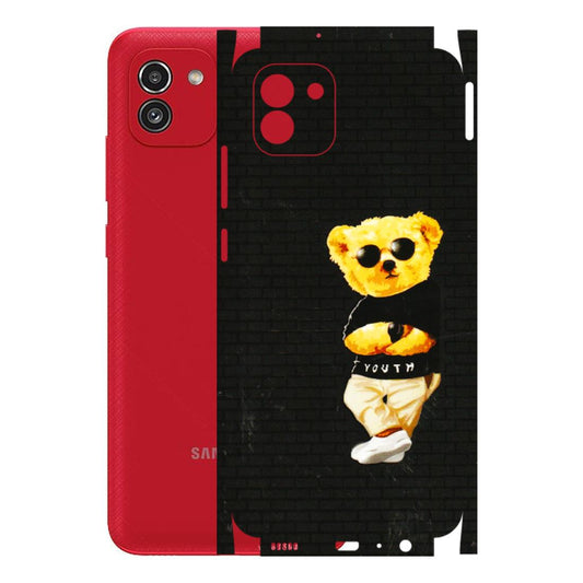 Samsung A/S Series Phone Skins (All Models) - Classy Teddy Bear - 3D Embossed Finish (L-116) Samsung Galaxy A03