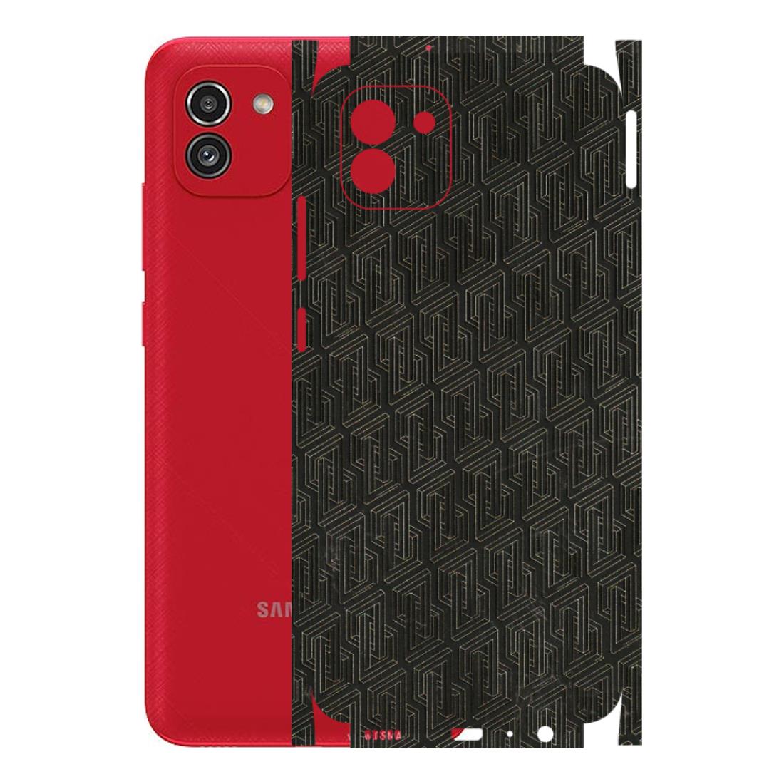 Samsung A/S Series Phone Skins (All Models) - Black Abstract Pattern - 3D Embossed Finish (L-117) Samsung Galaxy A03