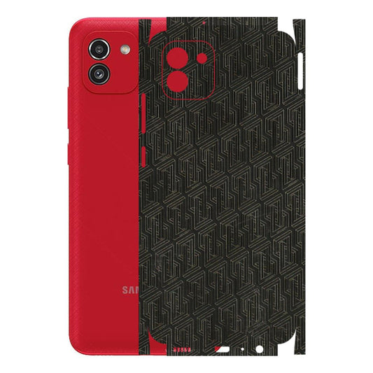 Samsung A/S Series Phone Skins (All Models) - Black Abstract Pattern - 3D Embossed Finish (L-117) Samsung Galaxy A03
