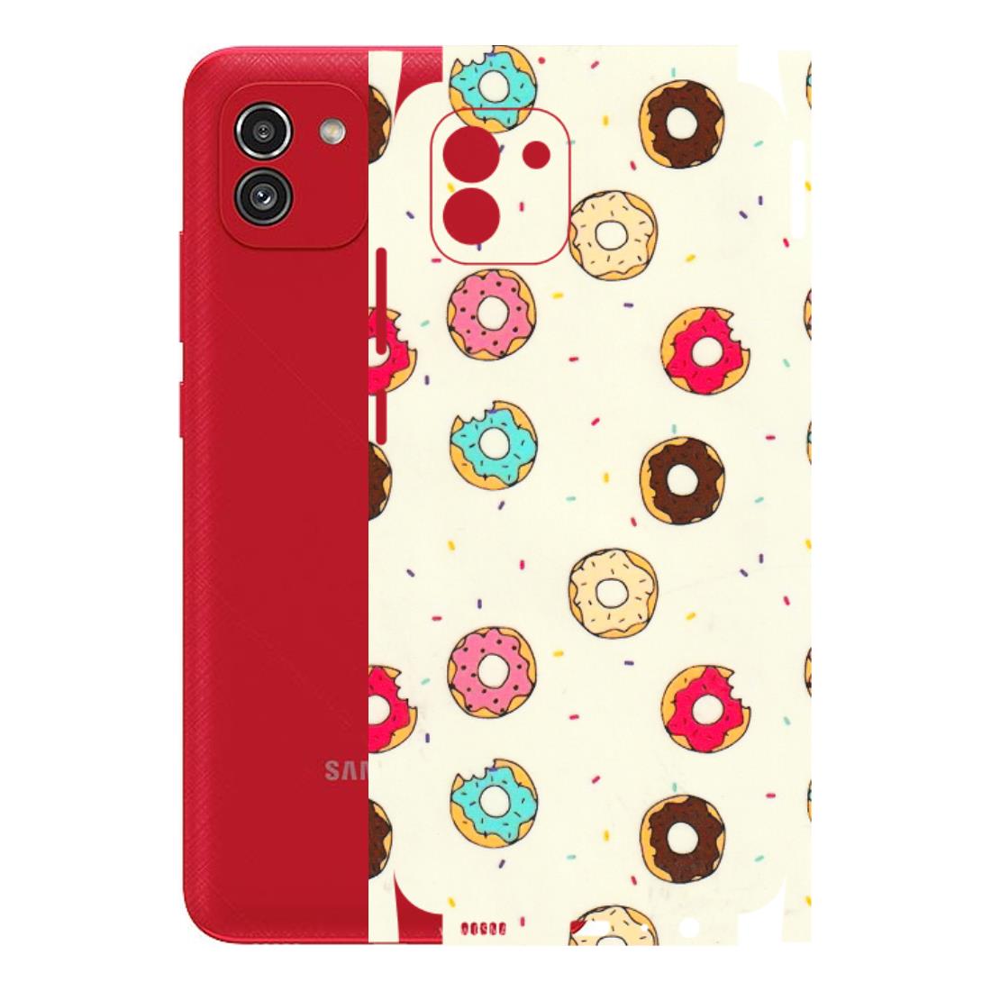Samsung A/S Series Phone Skins (All Models) - Mini Donuts Doodle Art - 3D Embossed Finish (L-122) Samsung Galaxy A03