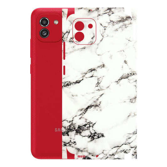 Samsung A/S Series Phone Skins (All Models) - Black and White Marble Texture - 3D Embossed Finish (L-124) Samsung Galaxy A03