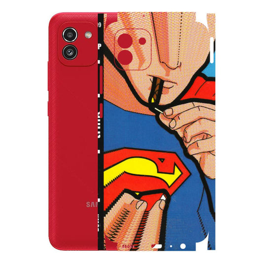 Samsung A/S Series Phone Skins (All Models) - Superman Sutta - 3D Embossed Finish (L-130) Samsung Galaxy A03