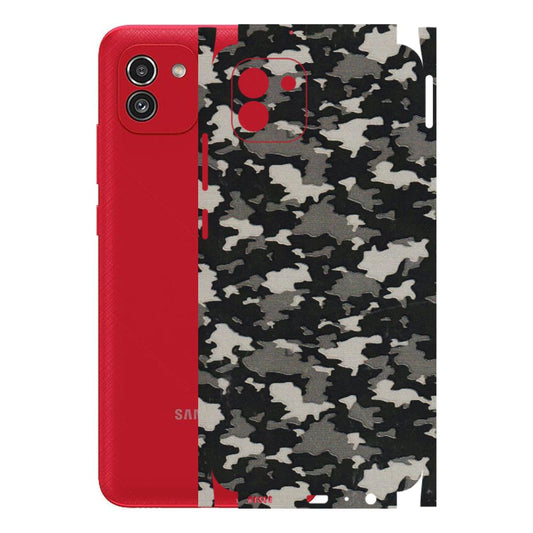 Samsung A/S Series Phone Skins (All Models) - Black/Grey Camoflaunge - 3D Embossed Finish (L-142) Samsung Galaxy A03