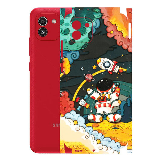 Samsung A/S Series Phone Skins (All Models) - Astronauts & Spaceship - 3D Embossed Finish (L-145) Samsung Galaxy A03