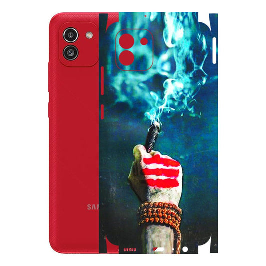 Samsung A/S Series Phone Skins (All Models) - Mahadev Bhakt - 3D Embossed Finish (L-146) Samsung Galaxy A03