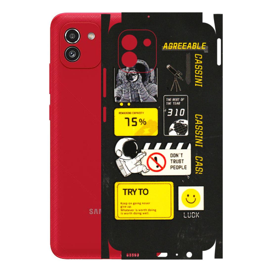 Samsung A/S Series Phone Skins (All Models) - Black Cassini - 3D Embossed Finish (L-161) Samsung Galaxy A03