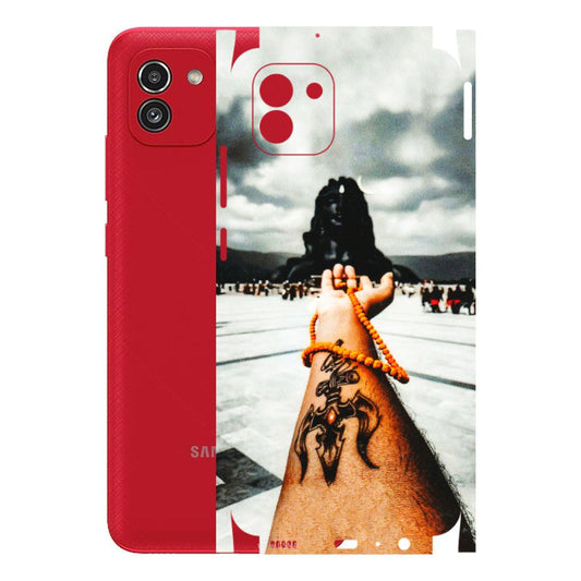 Samsung A/S Series Phone Skins (All Models) - Jai Adiyogi Mahakaal - 3D Embossed Finish (L-164) Samsung Galaxy A03