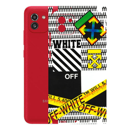 Samsung A/S Series Phone Skins (All Models) - White Off Abstract - 3D Embossed Finish (L-172) Samsung Galaxy A03