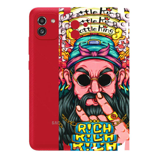 Samsung A/S Series Phone Skins (All Models) - Battle King Dude Face - 3D Embossed Finish (L-178) Samsung Galaxy A03