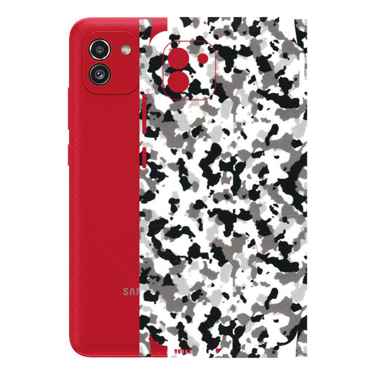 Samsung A/S Series Phone Skins (All Models) - White Black Camouflage - 3D Embossed Finish (L-18) Samsung Galaxy A03