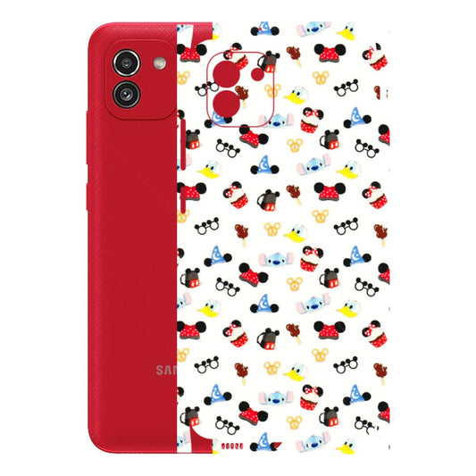Samsung A/S Series Phone Skins (All Models) - Minnie Mouse & Donald Doodles s - 3D Embossed Finish (L-194) Samsung Galaxy A03