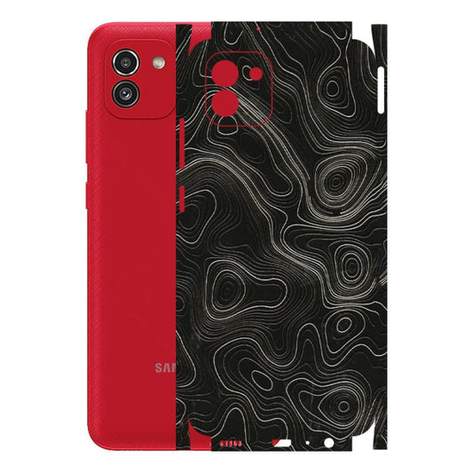 Samsung A/S Series Phone Skins (All Models) - Black Swirl - 3D Embossed Finish (L-196) Samsung Galaxy A03