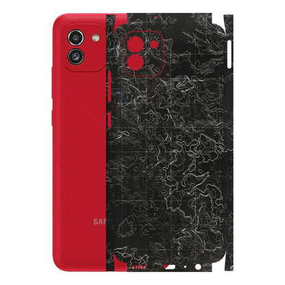 Samsung A/S Series Phone Skins (All Models) - Black map Texture - 3D Embossed Finish (L-201) Samsung Galaxy A03