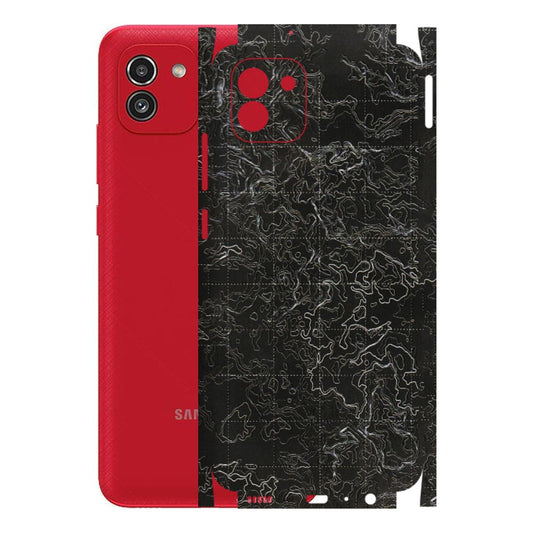 Samsung A/S Series Phone Skins (All Models) - Black map Texture - 3D Embossed Finish (L-201) Samsung Galaxy A03