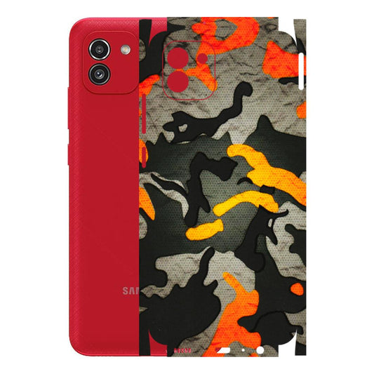 Samsung A/S Series Phone Skins (All Models) - Orange Camouflage - 3D Embossed Finish (L-204) Samsung Galaxy A03