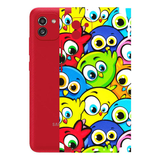 Samsung A/S Series Phone Skins (All Models) - Cute Fluffy Birds - 3D Embossed Finish (L-213) Samsung Galaxy A03