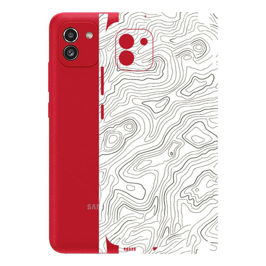 Samsung A/S Series Phone Skins (All Models) - White Black Swirls - 3D Embossed Finish (L-219) Samsung Galaxy A03