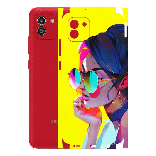Samsung A/S Series Phone Skins (All Models) - Bold Stylish Girl - 3D Embossed Finish (L-222) Samsung Galaxy A03