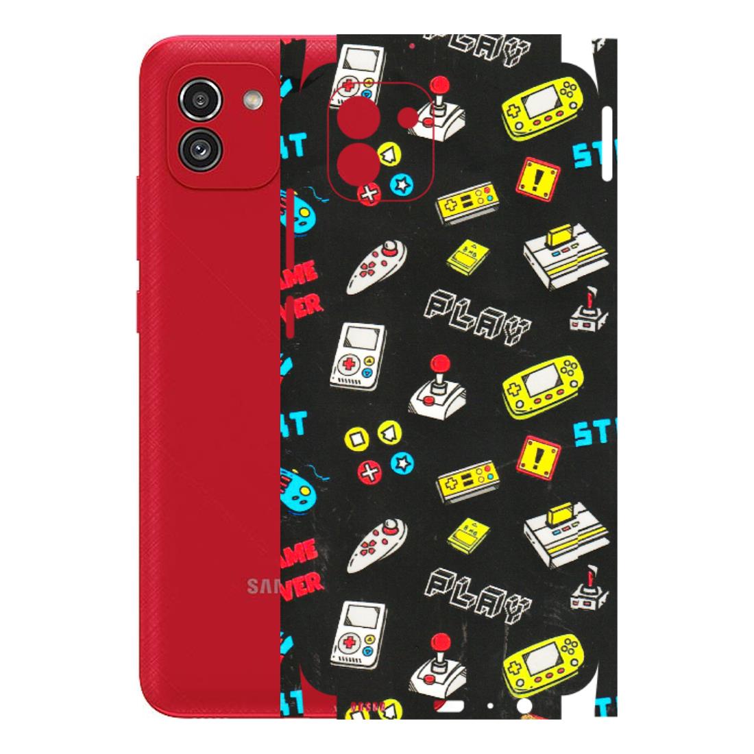 Samsung A/S Series Phone Skins (All Models) - Gaming Doodles - 3D Embossed Finish (L-224) Samsung Galaxy A03